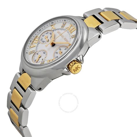 michael kors women's mini camille white dial two-tone watch|Michael Kors leather watches.